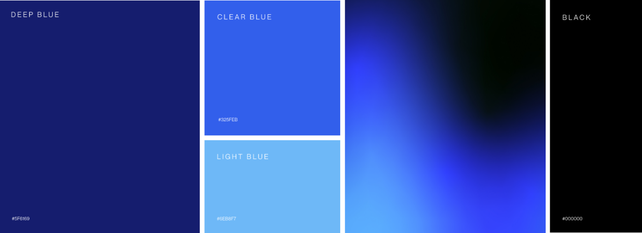 A sophisticated color palette designed by Ajust Design for private equity branding, featuring a range of blues inspired by the ocean.