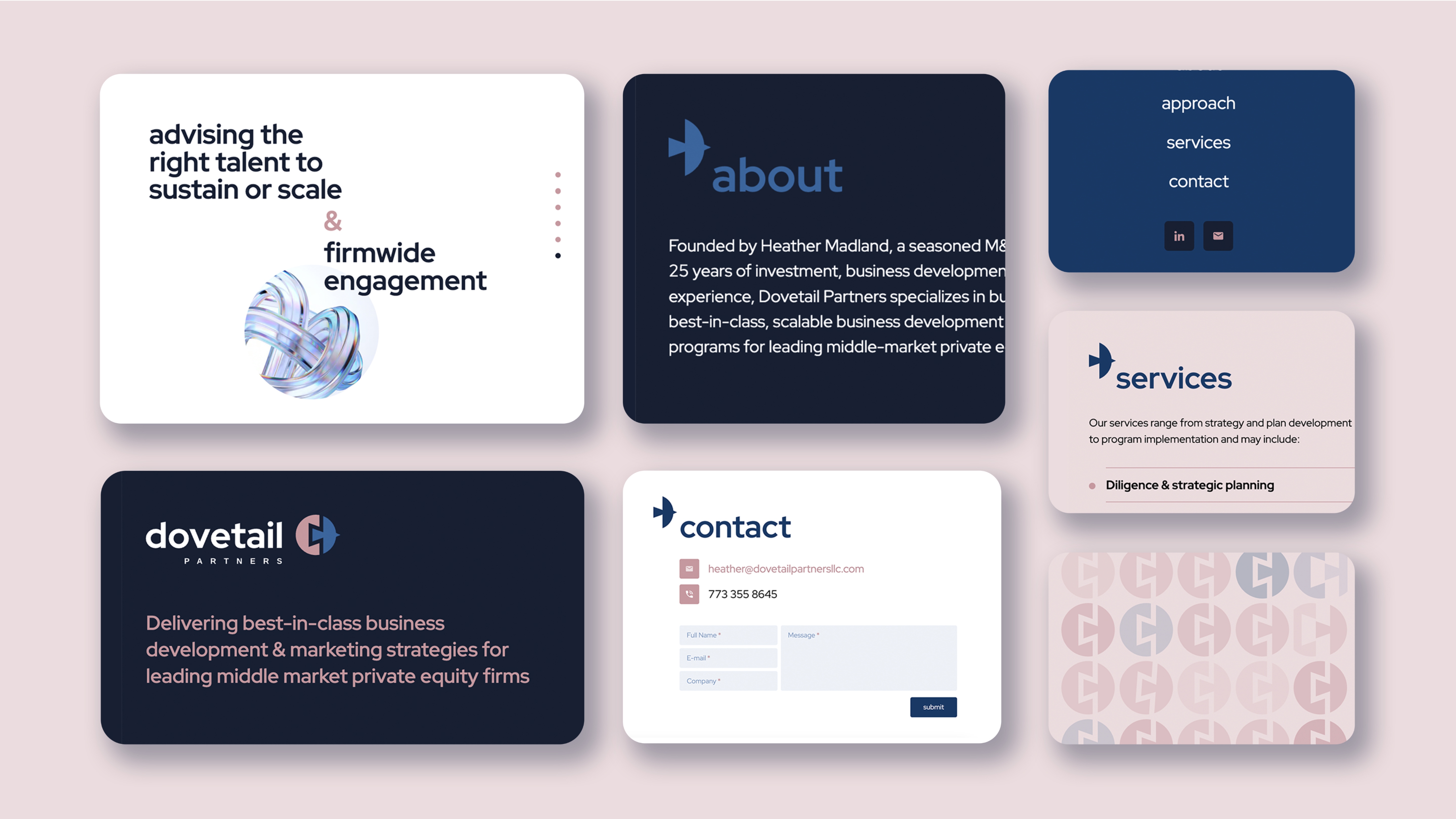 Interactive design elements of Dovetail Partners website